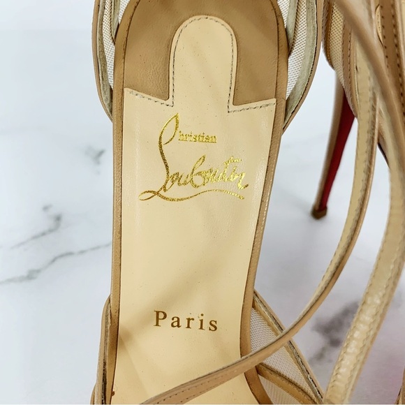 CHRISTIAN LOUBOUTIN Filamenta 120 leather mesh peep toe platform sandals 39.5 - Picture 6 of 16